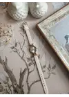Kaira Krem Desenli Deri Beyaz Kardan Oval Minimal Kadın Kol Saati