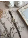 Kaira Kahve Desenli Deri Beyaz Kardan Oval Minimal Kadın Kol Saati