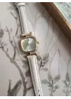 Elira Krem Kordon Beyaz Kardan Kare Vintage Kadın Kol Saati
