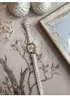 Elira Krem Kordon Beyaz Kardan Kare Vintage Kadın Kol Saati
