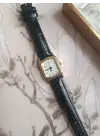 Elowen Siyah Kroko Deri Beyaz Kardan Kare Retro Kadın Kol Saati