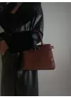 Aurora Bordo Kroko Cilt Kemer Detaylı Kadın El Ve Omuz Çantası