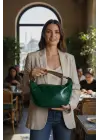 Begonia Yeşil Gold Tasarım Saplı Kadın El Kol Ve Omuz Çantası