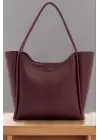 Clementine Bordo Tote Kadın Fermuarlı Omuz Çantası