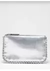 Dally Silver Color Beaded Chain Strap Womens Wallet Bag
