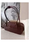 Dream Bordo Tasarım Fermuar Kapamalı Kadın Baget Omuz Çantası