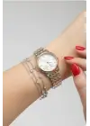 Florida Rosegold-Gümüş Yuvarlak Retro Kadın Kol Saati