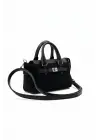 Harmony Black Suede Mini Womens Handbag and Shoulder Bag with Front Lock Detail
