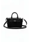 Harmony Black Suede Mini Womens Handbag and Shoulder Bag with Front Lock Detail