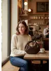 Helen Düğümlü Acı Kahve Örgü Desen Trend Mini Kadın Bowl Bag