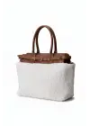 Hitit Taba-Plush Belt Detailed Zipper Closure Womens Shoulder Bag