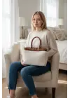 Hitit Taba-Plush Belt Detailed Zipper Closure Womens Shoulder Bag
