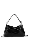 Iconic Black Wrinkled Rope Detailed Baguette Womens Shoulder Bag