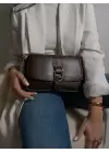 Jewel Bitter Brown Skin Ring Buckle Womens Handbag and Shoulder Bag
