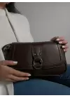 Jewel Bitter Brown Skin Ring Buckle Womens Handbag and Shoulder Bag