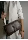 Jewel Bitter Brown Skin Ring Buckle Womens Handbag and Shoulder Bag