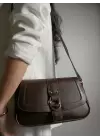 Jewel Bitter Brown Skin Ring Buckle Womens Handbag and Shoulder Bag