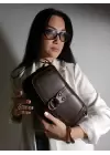 Jewel Bitter Brown Skin Ring Buckle Womens Handbag and Shoulder Bag