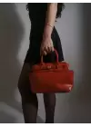 Jose Kırmızı Rugan Kırışık Deri Kemer Detay Fermuar Kapama