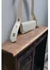 Ketty Krem Croco Kutu Formlu Kadın Omuz Çantası