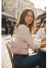 Kleopatra Vizon Yumuşak Deri Çift Askılı Vintage Kadın El Ve Omuz Çantası