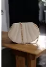 Lalin Krem Mat Zincir Askılı Kadın Abiye Clutch Çanta