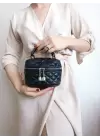 Leslie Black Quilted Pattern Womens Box Crossbody Bag