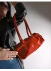 Lidya Kırmızı Parlak Kemer Detay Tasarım Kadın Omuz Çantası