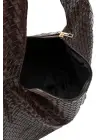 Liya Acı Kahve Örgü Desen Shopper Kadın Omuz Çantası