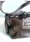 Luniva Acı Kahve Cilt Çok Cepli Mini Baget Kadın El Ve Omuz Çantası