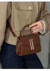 Mais Taba Tasarım Aksesuarlı Kutu Model Kadın Omuz Çantası