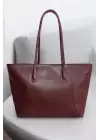 Monalisa Bordo Retro Shopper Kadın Büyük Boy Omuz Çantası