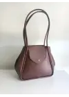 Monave Bordo Cilt Yandan Açılır Model Kadın El Ve Omuz Çantası