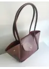 Monave Bordo Cilt Yandan Açılır Model Kadın El Ve Omuz Çantası