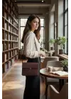 Nerasy Acı Kahve Süet Vintage Tasarım Kadın Omuz Çantası