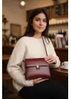 Nerasy Bordo Cilt Vintage Tasarım Kadın Omuz Çantası