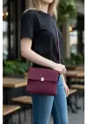 Nerasy Bordo Süet Vintage Tasarım Kadın Omuz Çantası