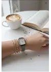 Nicole Mint Yeşili Cilt Deri Kordonlu Kare Minimal Kadın Kol Saati