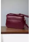 Ninda Claret Red Lockable Embossed Textured Womens Crossbody Bag