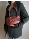 Princess Bordo Kırışık Cilt Baget Kadın Omuz Çantası