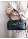 Princess Black Wrinkled Skin Baguette Womens Shoulder Bag