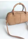 Raya Taba Süet Fermuarlı Kadın El Ve Omuz Çantası