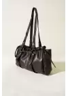 Rhea Brown Drawstring Model Bowling Womens Shoulder Bag