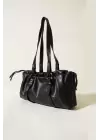 Rhea Black Drawstring Model Bowling Womens Shoulder Bag