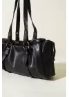 Rhea Black Drawstring Model Bowling Womens Shoulder Bag