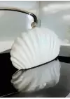 Rosalie Beyaz Sedefli Deniz Kabuğu Model Zincir Askılı Dokulu Clutch Abiye Portföy Çanta
