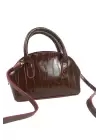 Safir Bordo Croco Mini Kadın El Ve Omuz Çantası