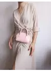Safir Pembe Kroko Mini Kadın El Ve Omuz Çantası