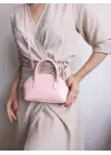 Safir Pembe Kroko Mini Kadın El Ve Omuz Çantası