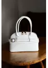 Sandie Beyaz D Model Fermuarlı Kadın Omuz Çantası